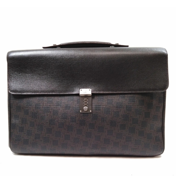 Dunhill Handbags - DUNHILL Business Bag Brown Canvas Leather Laptop Case Briefcase